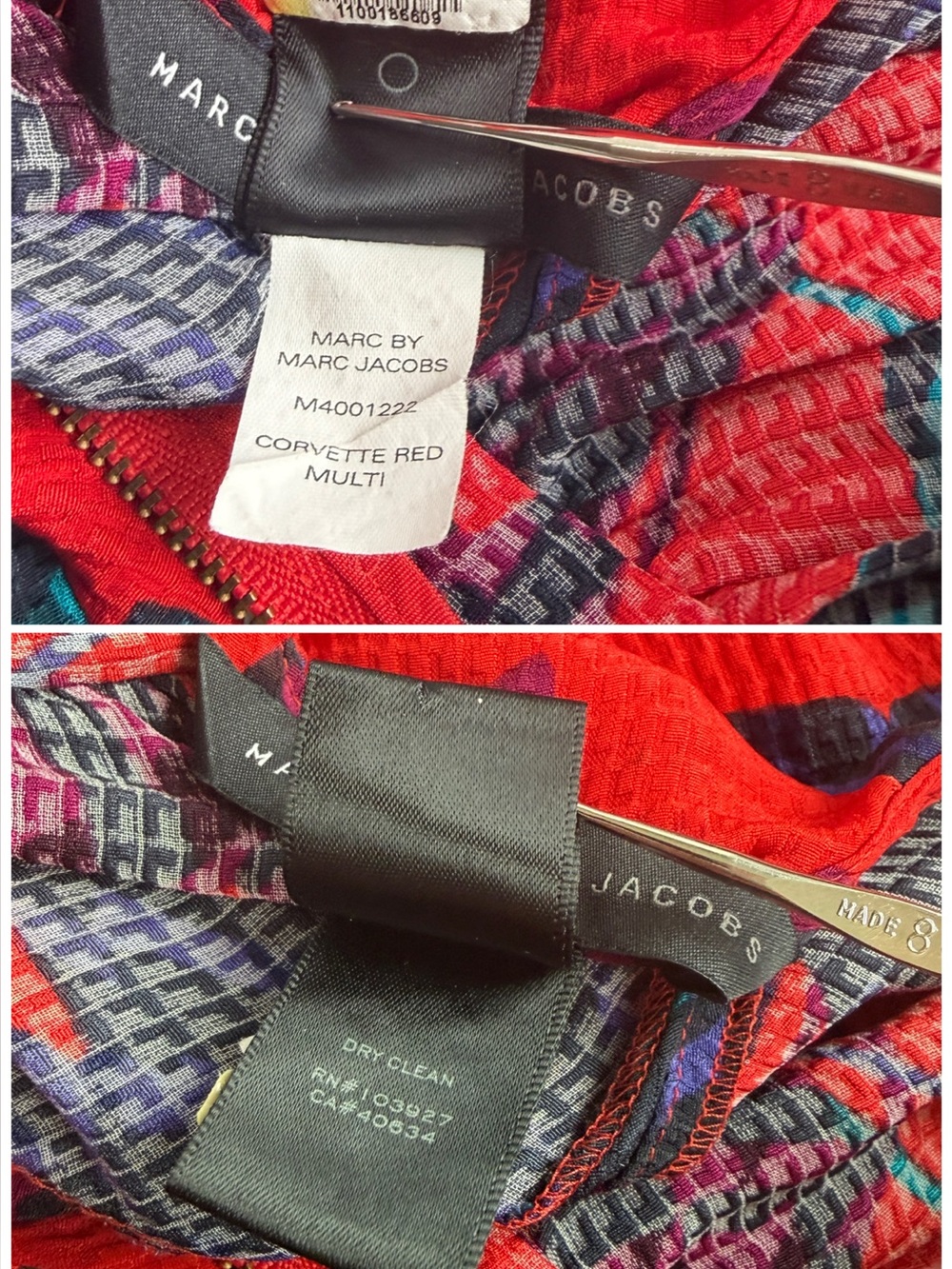 Marc by Marc Jacobs Mareika red tulip print dress textured 100% silk-jacquard 4 - Picture 13 of 17